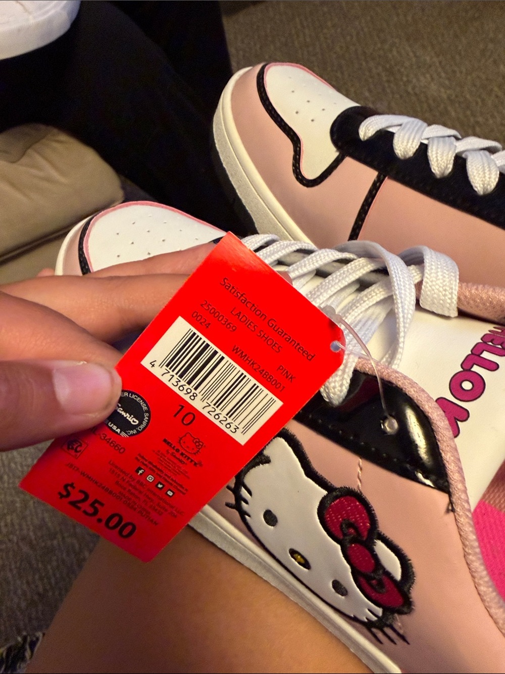 Hello Kitty Pink, White and Black Women's Low-Top Sneakers - Picture 3 of 3